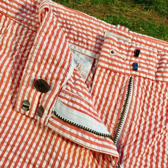 J. Crew Salmon & White Striped Seersucker 100% Cotton Chino 2.5” Shorts Size 4 - Picture 4 of 8